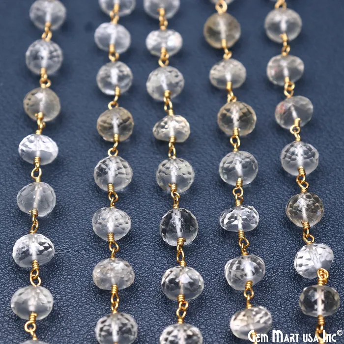 PreStyled Sets GemMartUSA Golden Rutilated Gold Plated Wire Wrapped Beads Rosary Chain