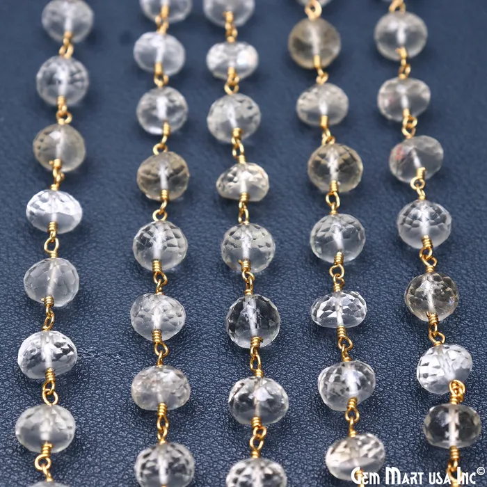 PreStyled Sets GemMartUSA Golden Rutilated Gold Plated Wire Wrapped Beads Rosary Chain