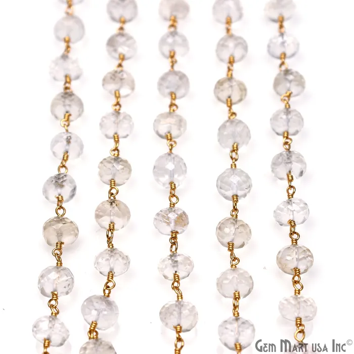 PreStyled Sets GemMartUSA Golden Rutilated Gold Plated Wire Wrapped Beads Rosary Chain