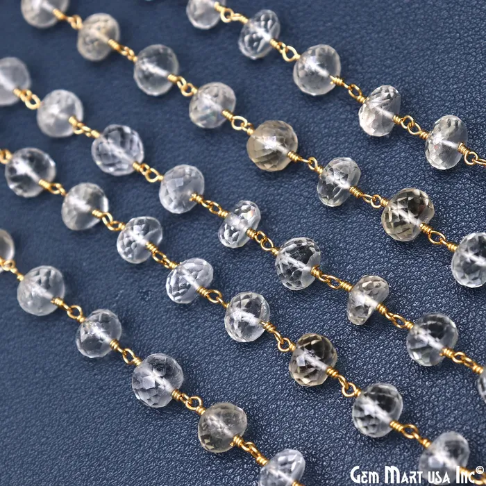 PreStyled Sets GemMartUSA Golden Rutilated Gold Plated Wire Wrapped Beads Rosary Chain
