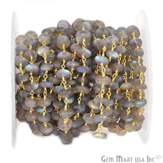 PreStyled Sets GemmartUSA Labradorite 56mm Gold Plated Wire Wrapped Beads Rosary Chain PreStyled Sets GemmartUSA Labradorite 56mm Gold Plated Wire Wrapped Beads Rosary Chain