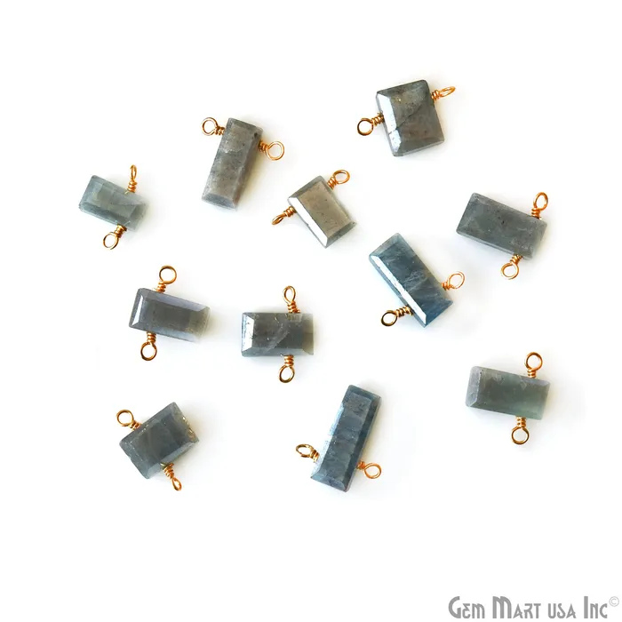 PreStyled Sets GemMartUSA Mistique Labradorite Rectangle 15x13mm Gold Wire Wrapped Connector Bar Pendant PreStyled Sets GemMartUSA Mistique Labradorite Rectangle 15x13mm Gold Wire Wrapped Connector Bar Pendant