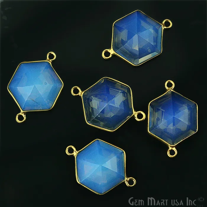PreStyled Sets GemMartUSA Opalite 15x22mm Hexagon Double Bail Gold Plated Gemstone Connector PreStyled Sets GemMartUSA Opalite 15x22mm Hexagon Double Bail Gold Plated Gemstone Connector