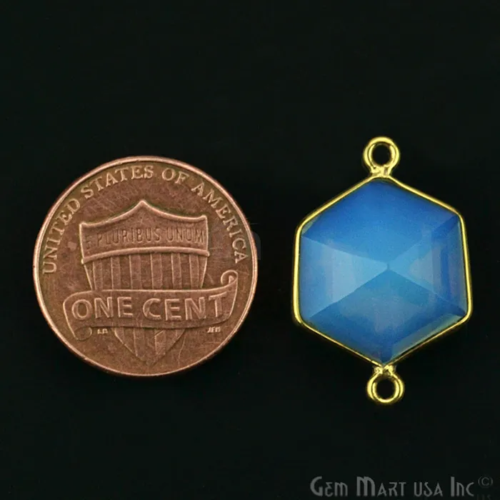PreStyled Sets GemMartUSA Opalite 15x22mm Hexagon Double Bail Gold Plated Gemstone Connector PreStyled Sets GemMartUSA Opalite 15x22mm Hexagon Double Bail Gold Plated Gemstone Connector