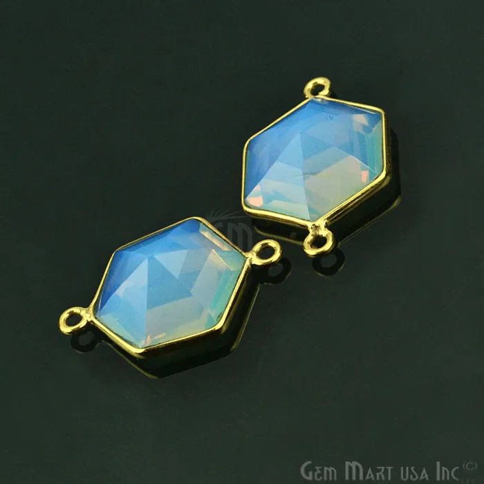 PreStyled Sets GemMartUSA Opalite 15x22mm Hexagon Double Bail Gold Plated Gemstone Connector PreStyled Sets GemMartUSA Opalite 15x22mm Hexagon Double Bail Gold Plated Gemstone Connector