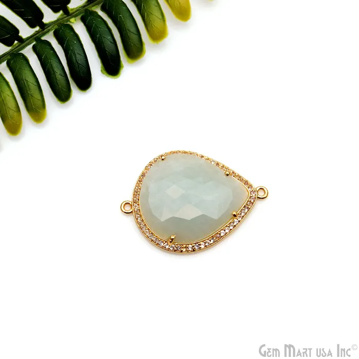 PreStyled Sets GemmartUSA Sapphire Pave Cubic Zirconia 34x26mm Double Bail Gold Vermeil Gemstone Connector