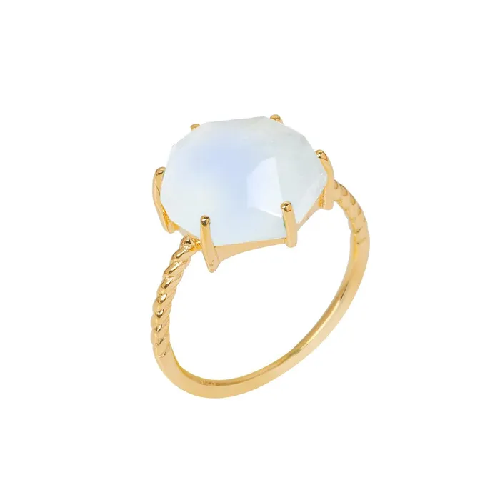Rainbow Moonstone 14k Gold Plated Over 925 Silver Ring YoTreasure Rings