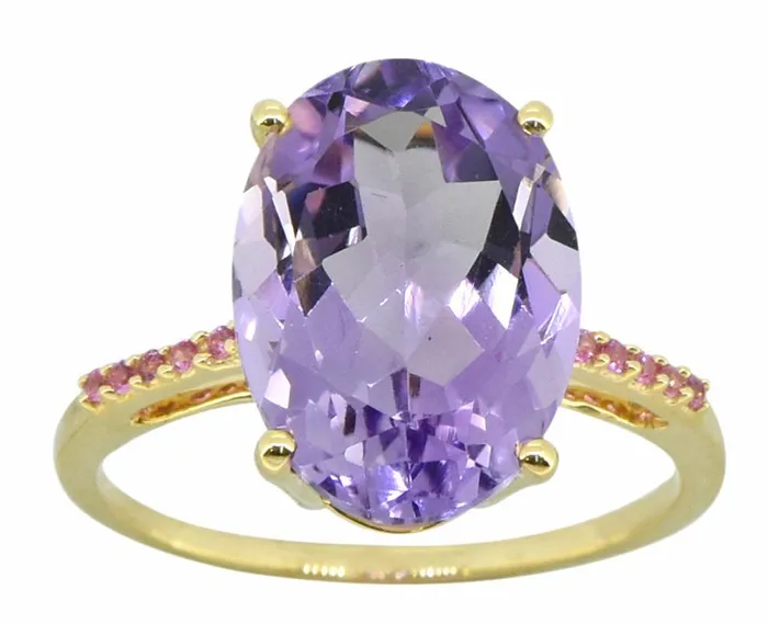 Rings 775 Ct Pink Amethyst Solid 14K Yellow Gold 3Stone Princess Ring YoTreasure