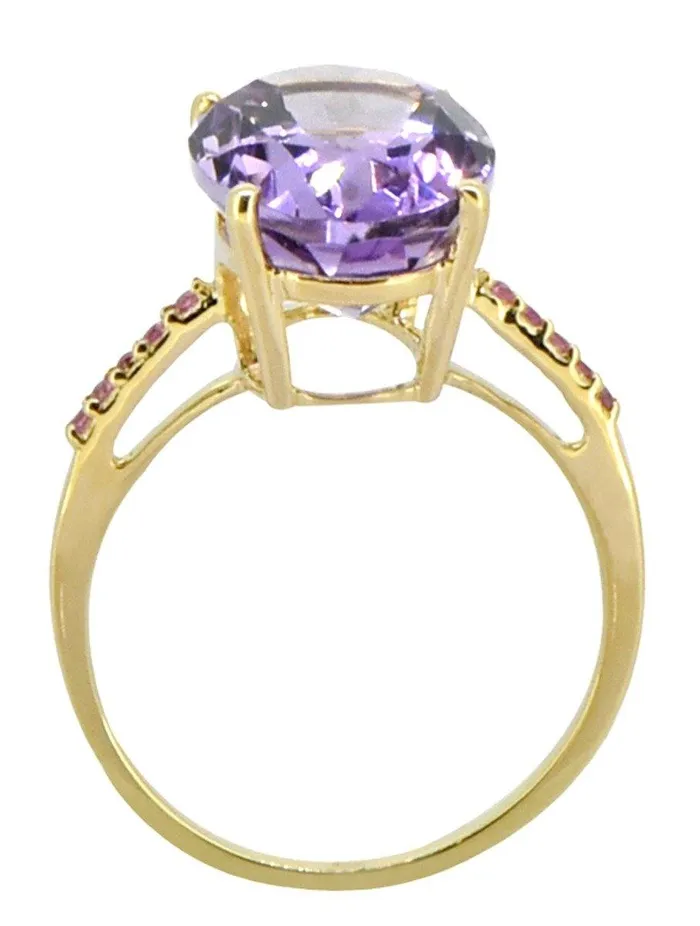 Rings 775 Ct Pink Amethyst Solid 14K Yellow Gold 3Stone Princess Ring YoTreasure