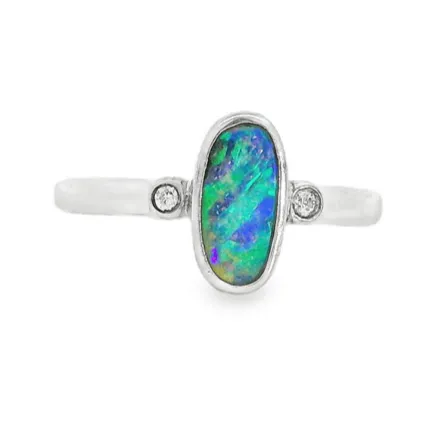 Rings Australian Opal Black Ring set in Sterling Silver Australian Opal Cutters