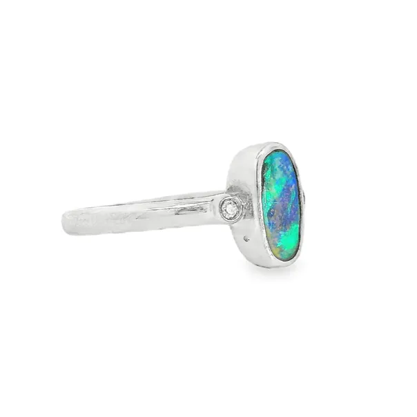 Rings Australian Opal Black Ring set in Sterling Silver Australian Opal Cutters