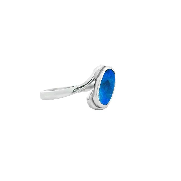 Rings Australian Opal Doublet Ring set in Sterling Silver Australian Opal Cutters Rings Australian Opal Doublet Ring set in Sterling Silver Australian Opal Cutters