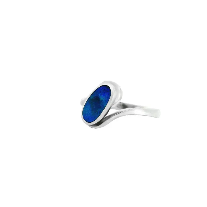 Rings Australian Opal Doublet Ring set in Sterling Silver Australian Opal Cutters Rings Australian Opal Doublet Ring set in Sterling Silver Australian Opal Cutters