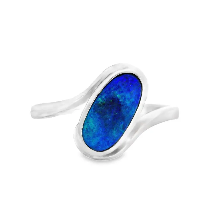 Rings Australian Opal Doublet Ring set in Sterling Silver Australian Opal Cutters Rings Australian Opal Doublet Ring set in Sterling Silver Australian Opal Cutters