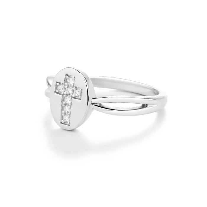 Rings Cherished Moments Jewelry Sterling Silver Cross CZ Baby Ring for Kids