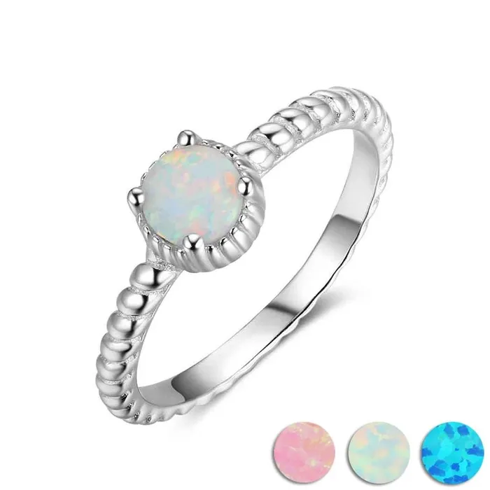 Rings customjewelryan 925 Sterling Silver Ring with Round Opal Stone 3 Color Options Jewelry Gift for Women Rings customjewelryan 925 Sterling Silver Ring with Round Opal Stone 3 Color Options Jewelry Gift for Women