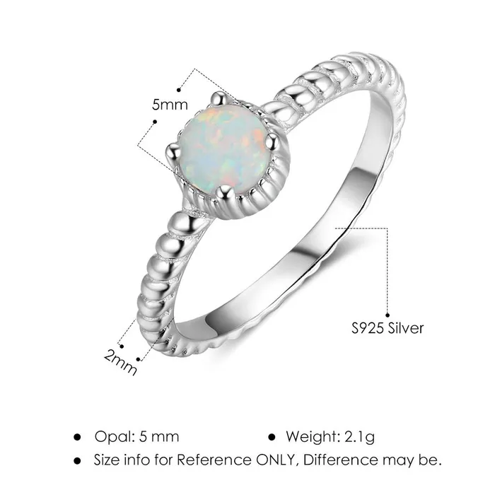 Rings customjewelryan 925 Sterling Silver Ring with Round Opal Stone 3 Color Options Jewelry Gift for Women