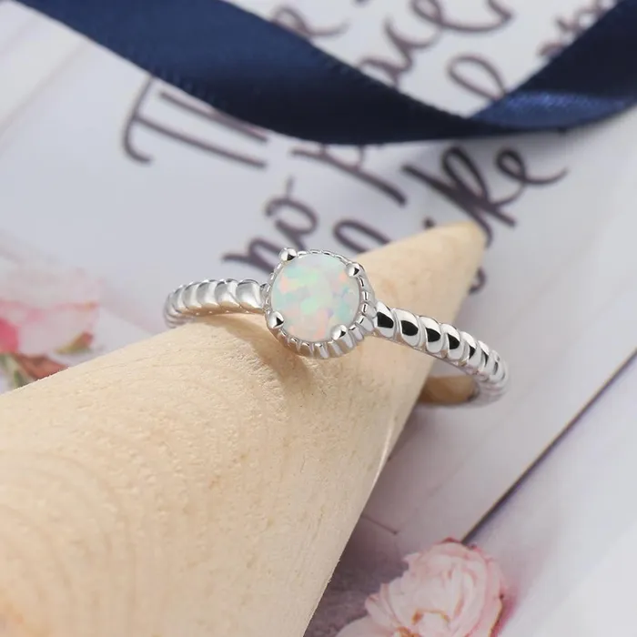 Rings customjewelryan 925 Sterling Silver Ring with Round Opal Stone 3 Color Options Jewelry Gift for Women