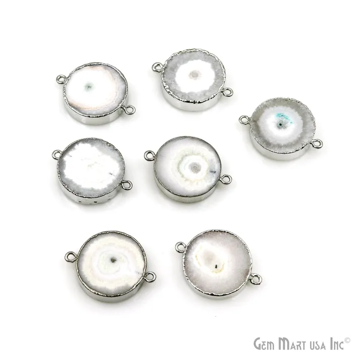 Rings GemMartUSA Agate Geode Druzy 28x21mm Double Bail Silver Electroplated Gemstone Connector Rings GemMartUSA Agate Geode Druzy 28x21mm Double Bail Silver Electroplated Gemstone Connector