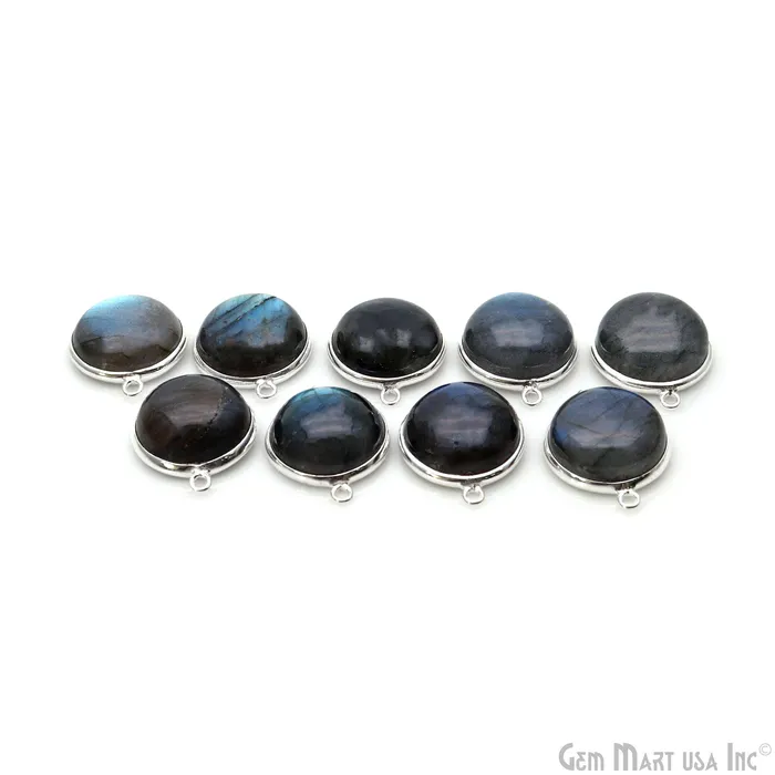 Rings GemmartUSA Flashy Labradorite Cabochon 16mm Round Double Bail Silver Plated Gemstone Connector Rings GemmartUSA Flashy Labradorite Cabochon 16mm Round Double Bail Silver Plated Gemstone Connector