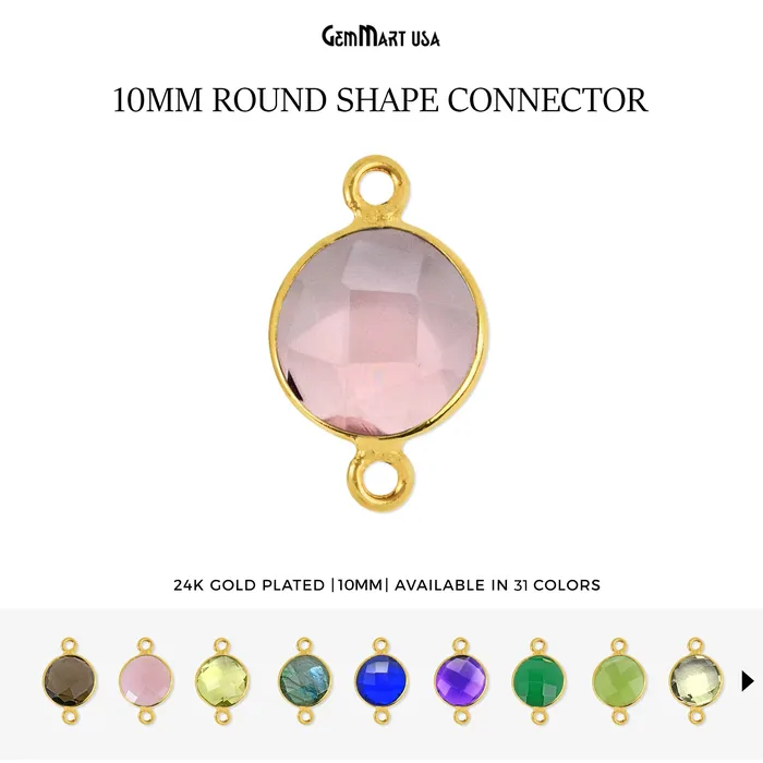Rings GemMartUSA Round 10mm Double Bail Gold Plated Gemstone Bezel Connector Rings GemMartUSA Round 10mm Double Bail Gold Plated Gemstone Bezel Connector