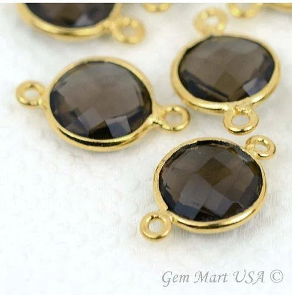 Rings GemMartUSA Round 10mm Double Bail Gold Plated Gemstone Bezel Connector