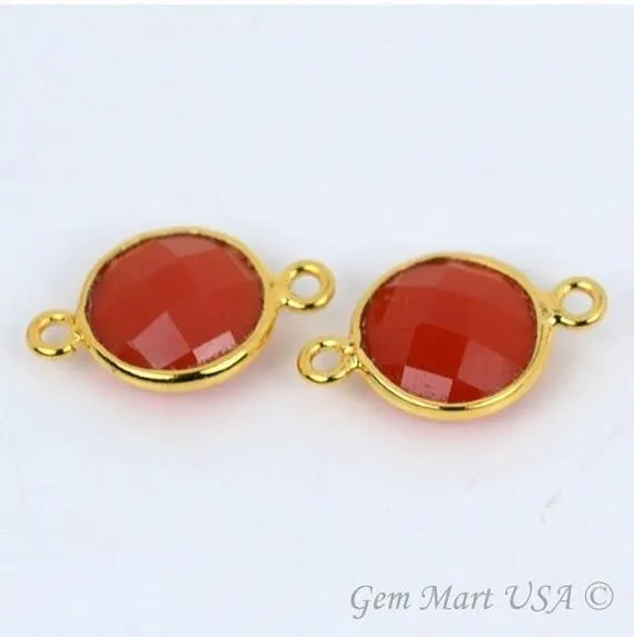 Rings GemMartUSA Round 10mm Double Bail Gold Plated Gemstone Bezel Connector