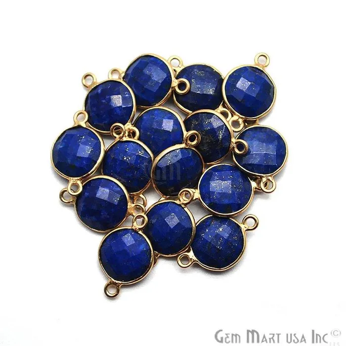Rings GemMartUSA Round 10mm Double Bail Gold Plated Gemstone Bezel Connector