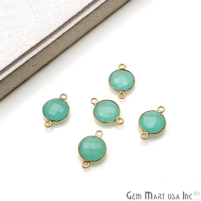 Rings GemMartUSA Round 10mm Double Bail Gold Plated Gemstone Bezel Connector
