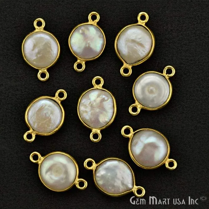 Rings GemMartUSA Round 10mm Double Bail Gold Plated Gemstone Bezel Connector
