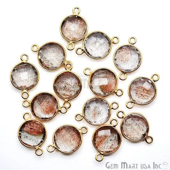 Rings GemMartUSA Round 10mm Double Bail Gold Plated Gemstone Bezel Connector