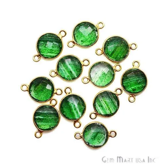 Rings GemMartUSA Round 10mm Double Bail Gold Plated Gemstone Bezel Connector