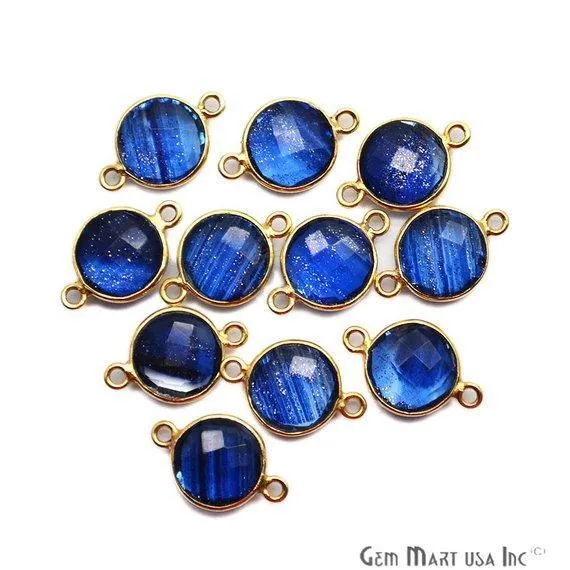 Rings GemMartUSA Round 10mm Double Bail Gold Plated Gemstone Bezel Connector