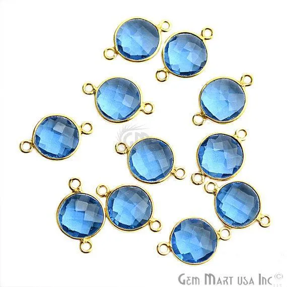 Rings GemMartUSA Round 10mm Double Bail Gold Plated Gemstone Bezel Connector