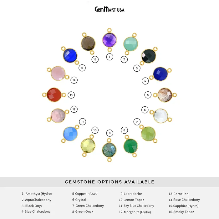 Rings GemMartUSA Round 10mm Double Bail Gold Plated Gemstone Bezel Connector