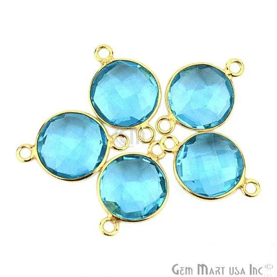 Rings GemMartUSA Round 10mm Double Bail Gold Plated Gemstone Bezel Connector