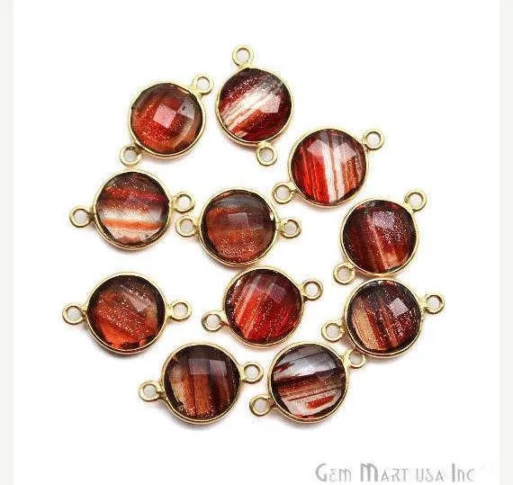 Rings GemMartUSA Round 10mm Double Bail Gold Plated Gemstone Bezel Connector