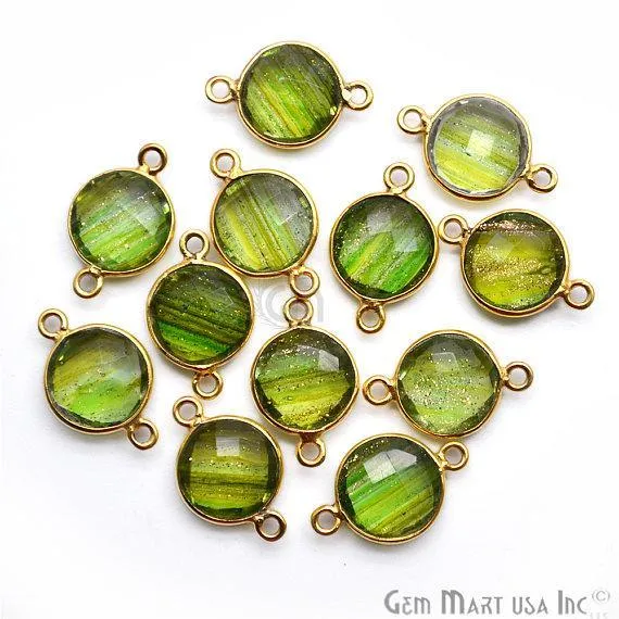 Rings GemMartUSA Round 10mm Double Bail Gold Plated Gemstone Bezel Connector