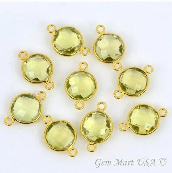 Rings GemMartUSA Round 10mm Double Bail Gold Plated Gemstone Bezel Connector