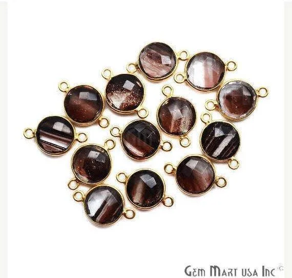 Rings GemMartUSA Round 10mm Double Bail Gold Plated Gemstone Bezel Connector