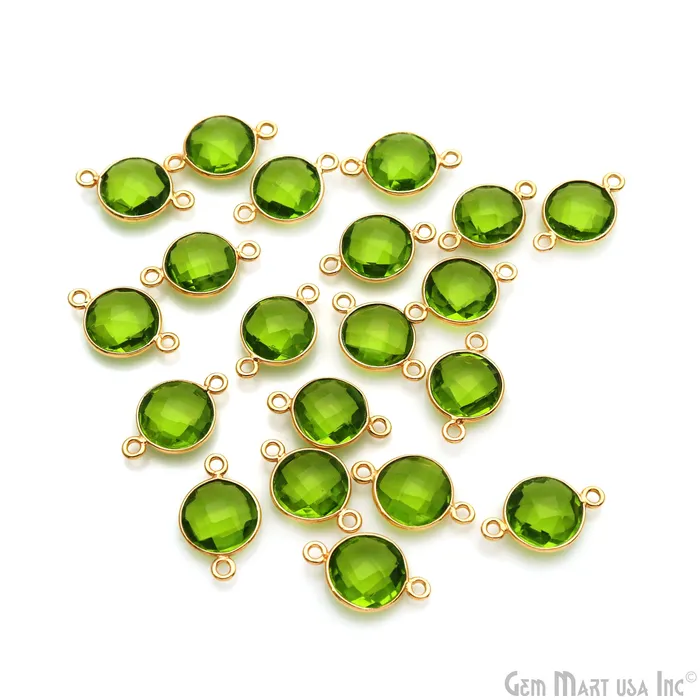 Rings GemMartUSA Round 10mm Double Bail Gold Plated Gemstone Bezel Connector