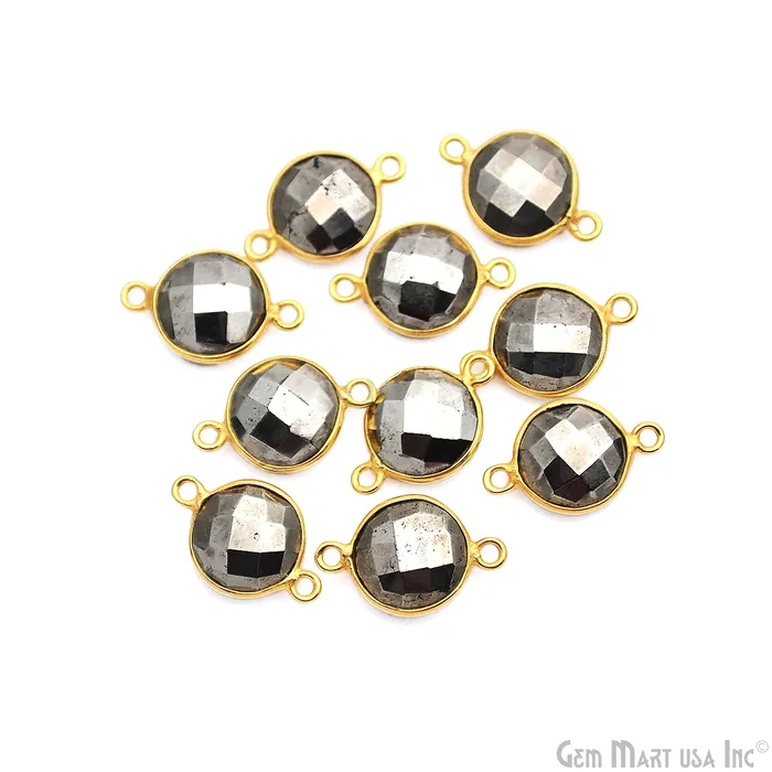 Rings GemMartUSA Round 10mm Double Bail Gold Plated Gemstone Bezel Connector