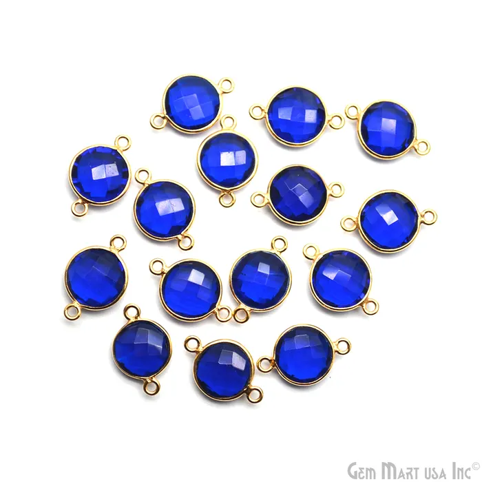 Rings GemMartUSA Round 10mm Double Bail Gold Plated Gemstone Bezel Connector