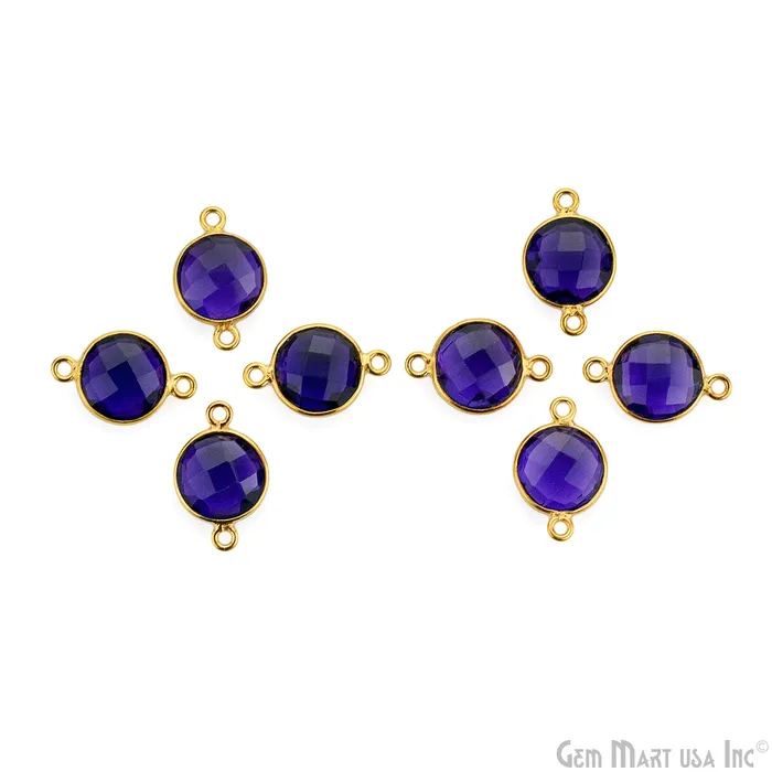 Rings GemMartUSA Round 10mm Double Bail Gold Plated Gemstone Bezel Connector