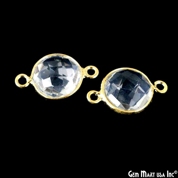 Rings GemMartUSA Round 10mm Double Bail Gold Plated Gemstone Bezel Connector