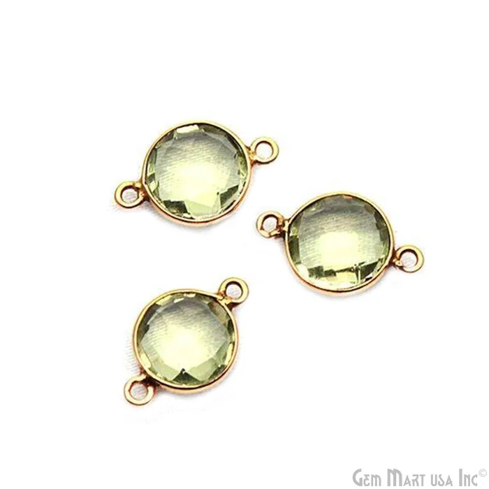 Rings GemMartUSA Round 10mm Double Bail Gold Plated Gemstone Bezel Connector
