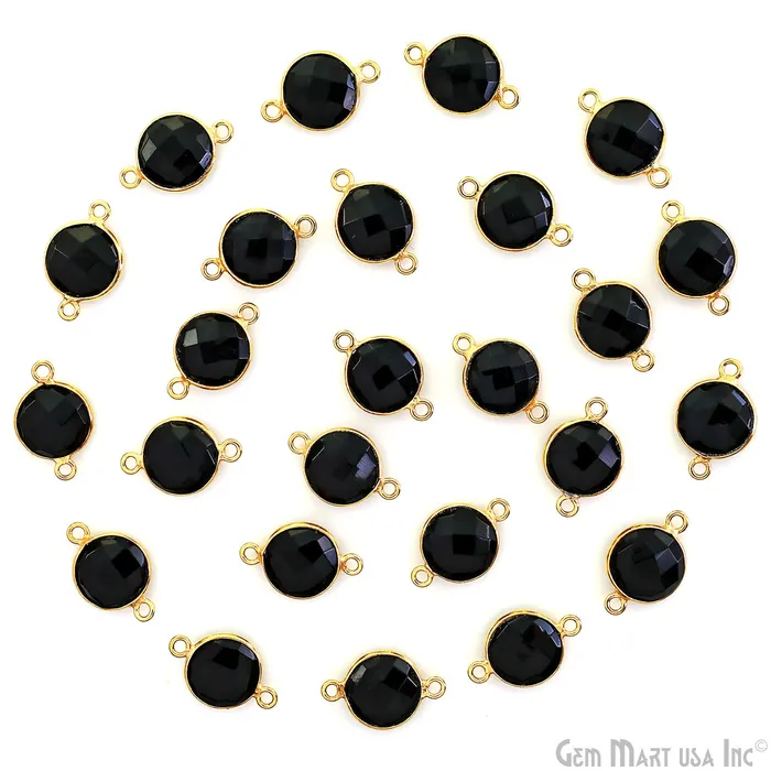Rings GemMartUSA Round 10mm Double Bail Gold Plated Gemstone Bezel Connector