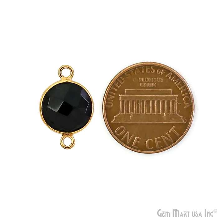 Rings GemMartUSA Round 10mm Double Bail Gold Plated Gemstone Bezel Connector