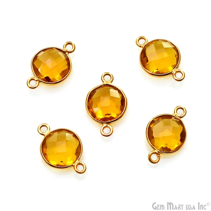 Rings GemMartUSA Round 10mm Double Bail Gold Plated Gemstone Bezel Connector