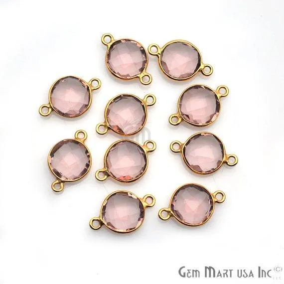 Rings GemMartUSA Round 10mm Double Bail Gold Plated Gemstone Bezel Connector